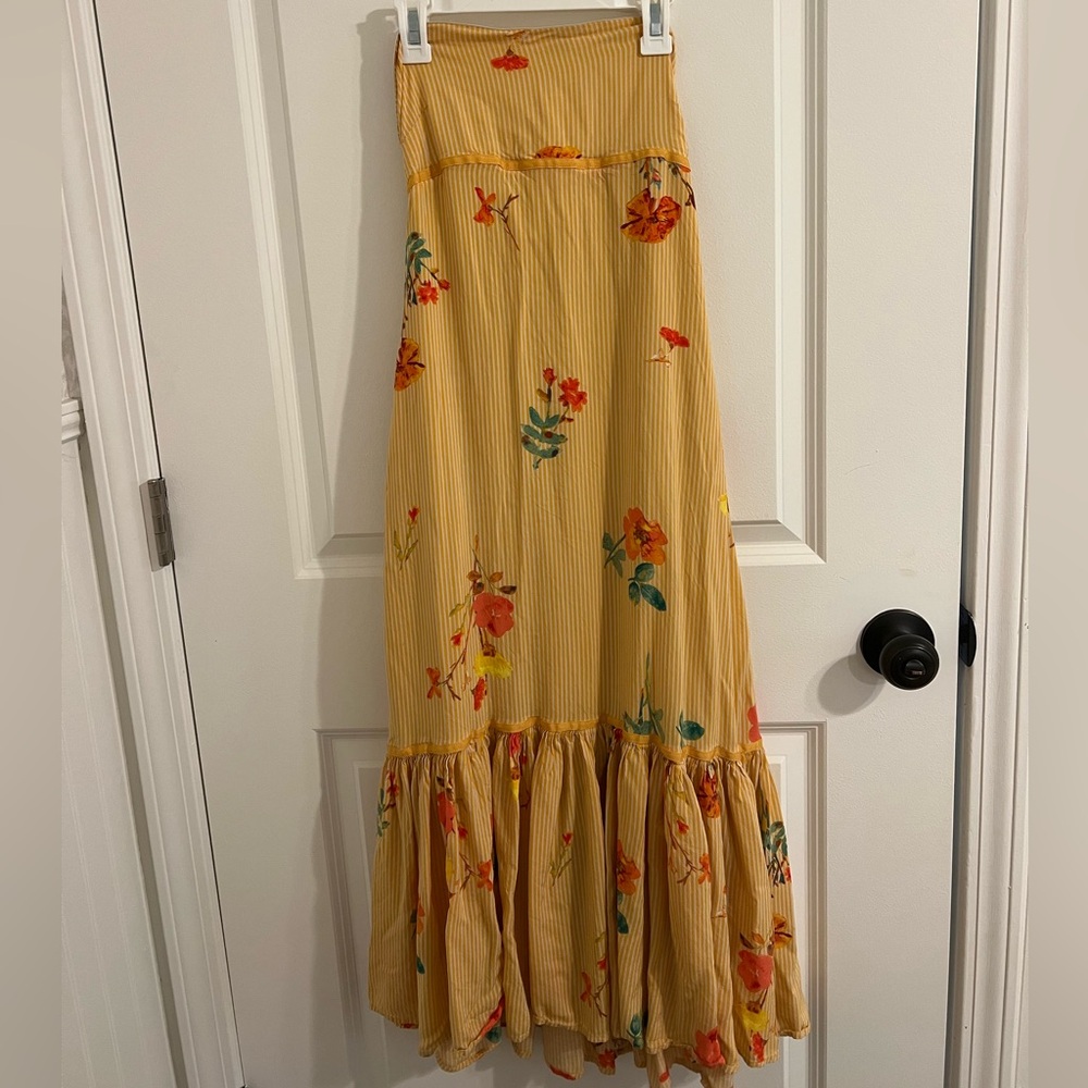 Free People "Rosie Posie" Strapless Midi Dress